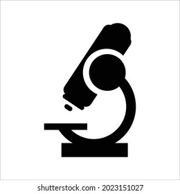 Laboratorio, microscopio, icono de investigación. Diseño vectorial negro.