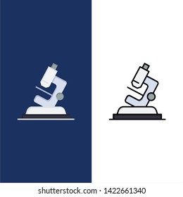 Lab, Microscope, Science, Zoom  Icons. Flat and Line Filled Icon Set Vector Blue Background