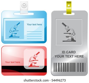 Lab microscope. Vector id cards.