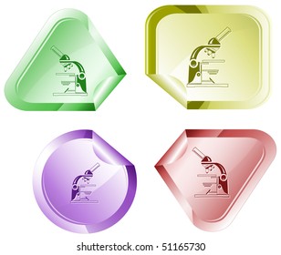 Lab microscope. Vector sticker.