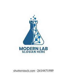 Lab Modern technology logo design vector. Laboratory with Network logo design vector icon template
