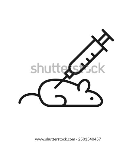Lab mouse - line icon with editable stroke. Simple outline science research symbol. Scientific testing on lab rat. Vector illustration