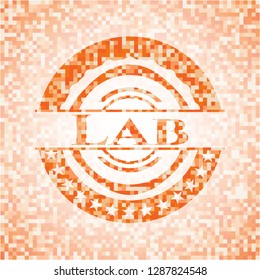 Lab orange mosaic emblem with background