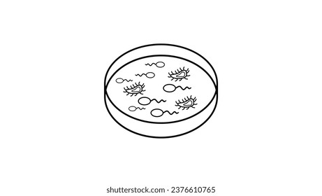 Lab petri dish, icon for web design isolated on white background