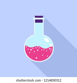Lab pink flask icon. Flat illustration of lab pink flask vector icon for web design