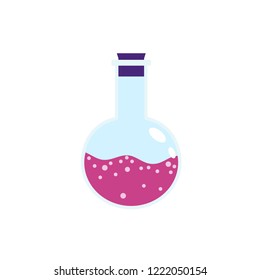 Lab pink flask icon. Flat illustration of lab pink flask vector icon for web design