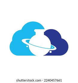 Lab Planet cloud shape concept Logo Template Design. Creative Orbit Labor Lab abstract logo design template Vector illustration.