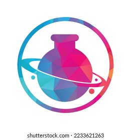 Diseño de plantillas de logotipos planetarios de laboratorio. Plantilla de diseño de logotipo abstracto del laboratorio de trabajo de órbita creativa Ilustración vectorial.