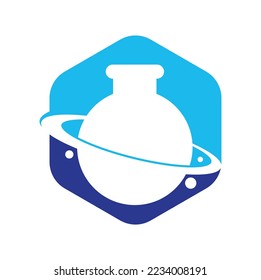 Lab Planet Logo Template Design. Creative Orbit Labor Lab abstract logo design template Vector illustration.