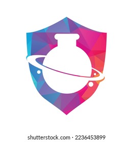 Diseño de plantillas de logotipos planetarios de laboratorio. Plantilla de diseño de logotipo abstracto del laboratorio de trabajo de órbita creativa Ilustración vectorial.