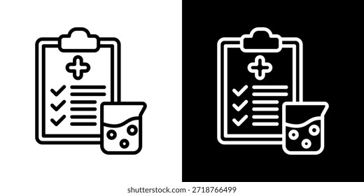 Ícone De Relatório De Laboratório De Estilo Preto-E-Branco De Linha