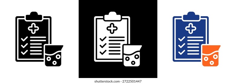 Lab Report Icon Set Glyph Vector Illustration