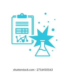 Informe de laboratorio, aislado en blanco, icono azul