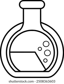 lab research flask icon. line art and editable stroke.