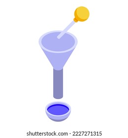 Icono de embudo de investigación de laboratorio vector isométrico. Ciencias de laboratorio. Prueba química