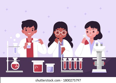 Lab research graphics. Working in laboratory. Science experiment.