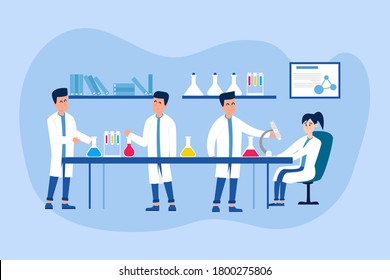 Lab research graphics. Working in laboratory. Science experiment.