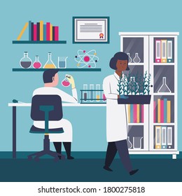 Lab research graphics. Working in laboratory. Science experiment.