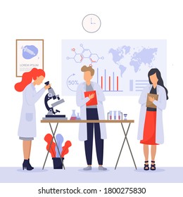 Lab research graphics. Working in laboratory. Science experiment.