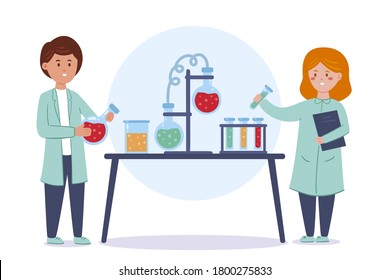 Lab research graphics. Working in laboratory. Science experiment.