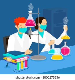 Lab research graphics. Working in laboratory. Science experiment.