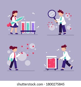 Gráficos de investigación de laboratorio. Trabajando en laboratorio. Experimento científico.