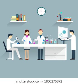 Lab research graphics. Working in laboratory. Science experiment.