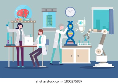 Lab research graphics. Working in laboratory. Science experiment.