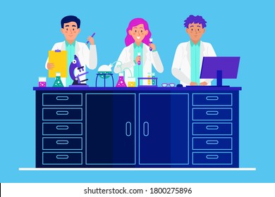 Labor-Recherche-Grafiken. Arbeiten im Labor. Wissenschaftsexperiment.