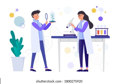 Lab research graphics. Working in laboratory. Science experiment.