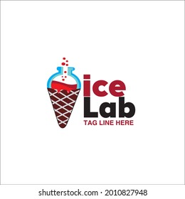 Lab Research Ice Cream Education Science Logo Design Ilustration