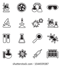 Lab And Research Icons. Line With Fill Design. Vector Illustration.