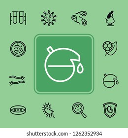 Lab research line icon set. Bacteria, virus, test tube, microscope. Science concept. Can be used for topics like medicine, laboratory, chemistry, microbiology