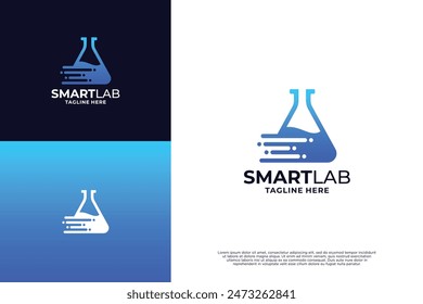 Diseño de logotipo de investigación de laboratorio con concepto de molécula