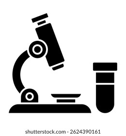 A lab research tool icon, flat design of microscope