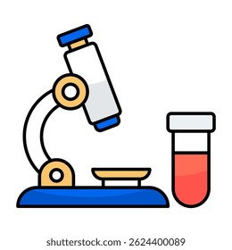 A lab research tool icon, flat design of microscope