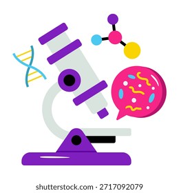        A lab research tool icon, flat design of microscope