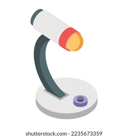        Icono de herramienta de investigación de laboratorio, diseño isométrico del microscopio