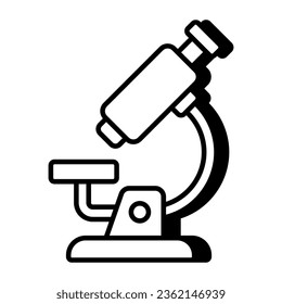        A lab research tool icon, linear design of microscope