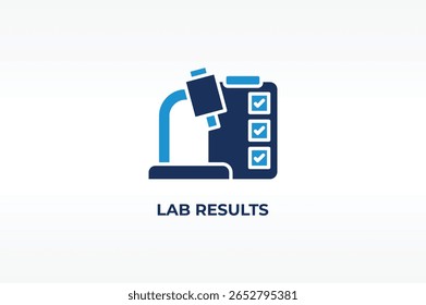 Ilustração de símbolo isolado do vetor, ícone ou logotipo dos RESULTADOS DO LABORATÓRIO