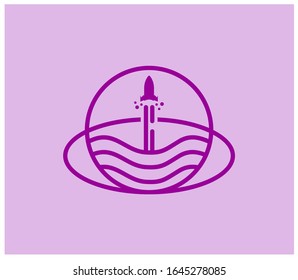 Lab-Raketentechnik mit Logo-Design von Teilchen