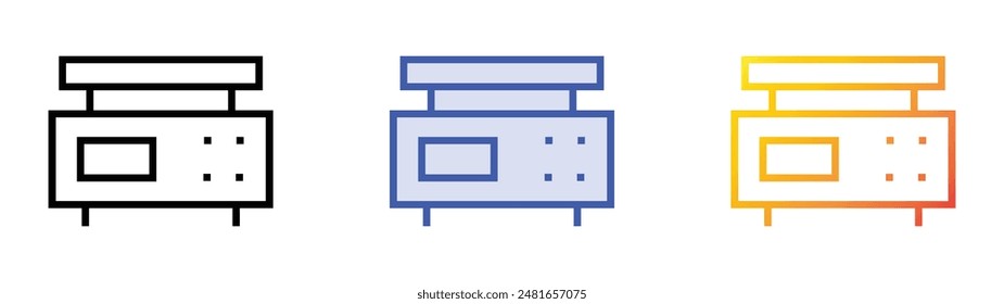 icono de escala de laboratorio. Diseño de estilo de relleno lineal, azul y degradado aislado sobre fondo blanco
