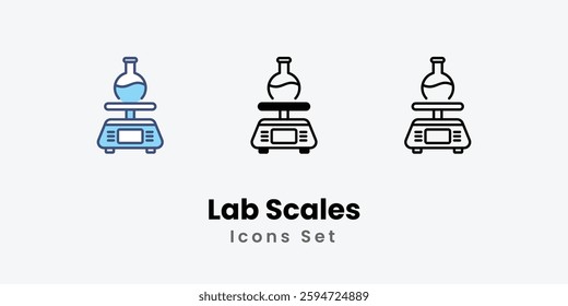 Lab Scales icons vector set stock illustration.