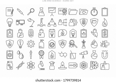 Lab, Science and Research Icon Set - Linear style