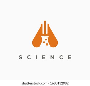 Lab Science Solid Bulb Logo. Vector Icon Template.