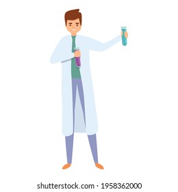 Icono de experimento de científicos de laboratorio. Caricatura de un experimento científico de laboratorio icono vector para diseño web aislado en fondo blanco