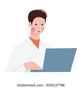 Lab scientist icon cartoon vector. Laboratory research test. Medical microscope science