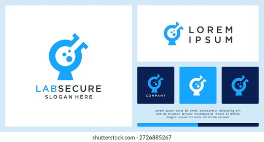 Lab sicheres Logo-Design mit Schlüssel und Schlauch.