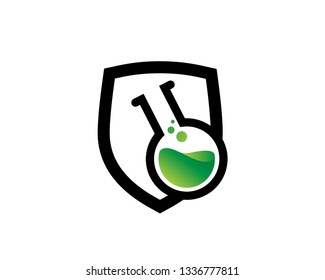 Lab and Shield Logo Template, Icon, Symbol - Vector