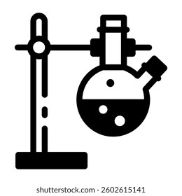 Lab stand with a beaker, linear style icon 
